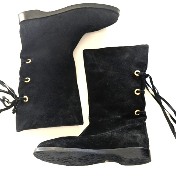 Jimmy Choo suede winter fur lined back tie slouchy mid shin Boot New - Picture 2 of 12